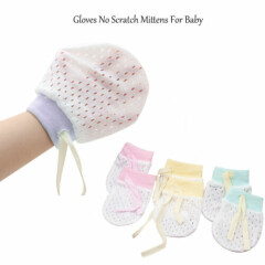4Pair Newborn Baby Cotton Gloves No Scratch Mittens For 0-6 Months Boys Girls