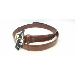 Men's Leather 1.25" Non Reversible Belt Cognac Brown Stitched 48"