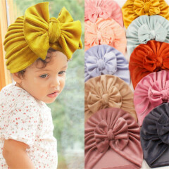 Newborn Baby Hat With Bow Infant Girls Beanie Cap Elastic Toddler Turban Hats
