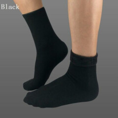 5Pairs Men Winter Warm Socks Cotton Blend Plush Solid Soft Lounge Bed Socks Home