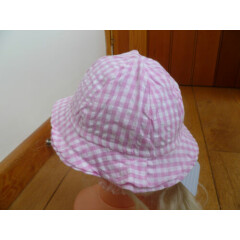 JO JO MAMAN BEBE PINK GINGHAM COTTON STRAPPED SUMMER SUN HAT BABY 3 TO 6 MONTHS