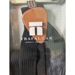 Trafalgar Black Elastic & Leather Men's Suspenders Nordstroms New In Open Box