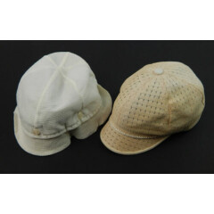 Pair (2) Vintage 1940's White Nylon Button Top & Straw Baby Bonnet Hats Small