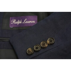 Ralph Lauren Purple Label RLPL Navy Blue 100% Linen Sport Coat Jacket Sz 40R