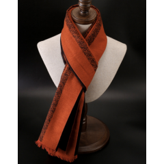100% Silk brushed nap Scarf men Women Shawl Wrap striped orange gray QS75-9