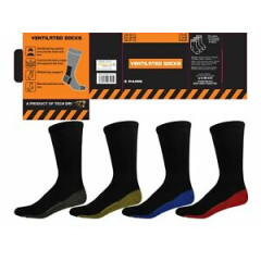 Mens Ventilated Tech Dri Work Socks Warm Thick Contrast Heel Toe UK 6-11 LoT