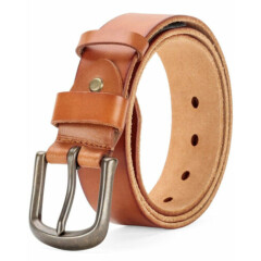 djcaizyy Mens Belt Leather with Classic Single Prong Bronze Buckle for Jeans