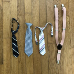 Baby Boys Toddler Lot of 3 Ties & Pink Suspenders Gingham Children’s Place
