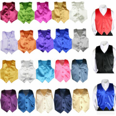 23 Color Pick Satin Vest Only Baby Boys Toddler Teen for Formal Tuxedo Suits S-7