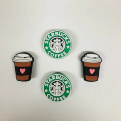4pcs Coffee Shoe Charms For Croc Bracelet Shoes Wristband Kids Party Gift Cute