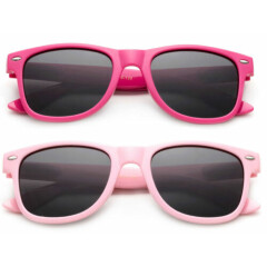 Kids Sunglasses Polarized Girls Pink Frame Cute Classic Retro 1-6 Years UV 100%