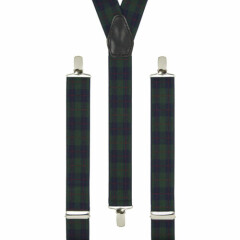 Tartan Green Navy Blue Red Clip On Trouser Braces Elastic Suspenders Handmade UK