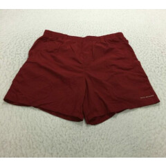 Columbia Shorts Size L Red Mesh Lined Pockets Embroidered Logo Nylon Mens