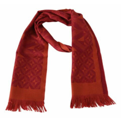 MISSONI Scarf Red Patterned Wool Unisex Neck Wrap Shawl Fringes 180cmx28cm $340