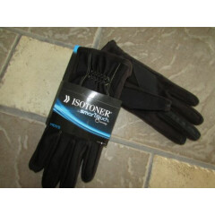 NEW ISOTONER BLACK GLOVES MENS M #700M1 BMS YELLOW STITCH SMARTOUCH FREE SHIP
