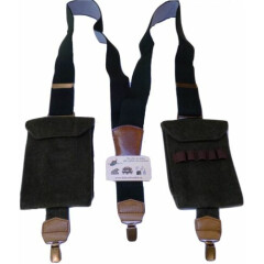 Green Wild Boar HUNTING Trouser Braces Mens Suspenders with 2 Pockets bandolier