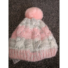 Baby girls gorgeous pompom hat 12-18 months excellent condition