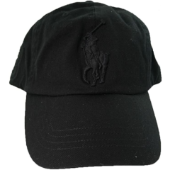 Polo Ralph Lauren Men Big Pony Logo Hat (Black / Black Pony)