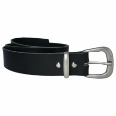 Belt berlingr Black with Solid Buckle altsilber Removable Belt Cowhide New