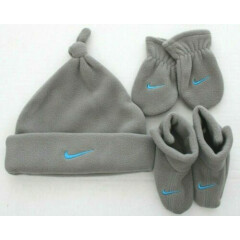 Nike Infant Baby Fleece Set Beanie Mittens Booties Set Small 0-3 Months