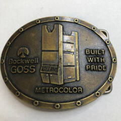 Brass Rockwell Goss Metro Color Oval 3.5" Belt Buckle Built with Pride USA
