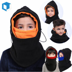 Kids Winter Fleece Balaclava Hat Hood Windproof Face Mask Warm Boys Girls Ski