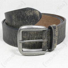 Black Leather Vintage Style Belt - Genuine Aged Leather Metal Buckle New