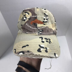 Simms Fishing Trout Patch Logo Cap Trucker Hat Snap Back Camo Chocolate Chip
