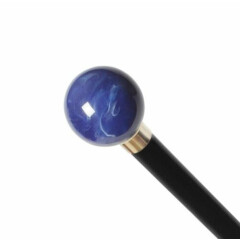  Wooden Walking Stick Cane Handmade with Handle Blue Ball Vintage Style