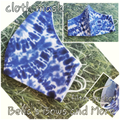 Tie Dye BLUE ADULT standard......Washable Fabric Mask with pocket
