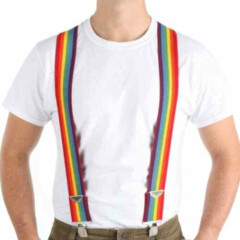 Unisex Men Women Rainbow Mork & Mindy Suspenders One Size Fits Most Adjustable
