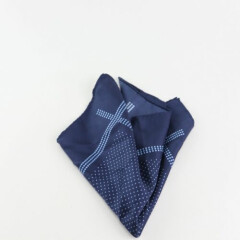 Bloomingdales Mens 100% Silk Dotted Handkerchief Pocket Square Blue
