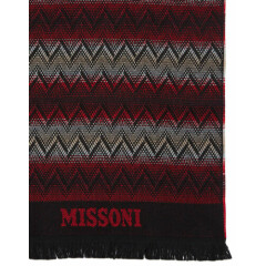 MISSONI Scarf UNISEX Zig Zag Dual Tone Made in Italy 100% Wool Red/Black **NWT**