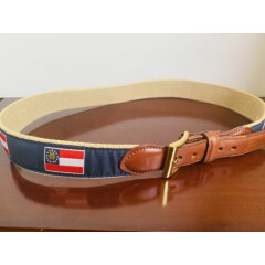 VOLUNTEER TRADITIONS CANVAS WITH LEATHER TABS FLAGS MOTIF BELT SIZE 32/80cm..