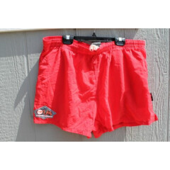 I DIG Red Black OG 80's Beach Volleyball Nylon Swim Surf Trunks Shorts - Large