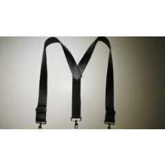 1-1/2" WIDE Y Leather Suspenders. Button On, LOOP SNAPS, 2 Pins USA MADE