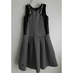 Kooba Kids Girls Dress Size: L [7/8] Black and White Stripe Holiday Party Dress