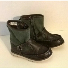 boots size 9 carters girls brown green side zip buckle booties