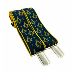 Stunning New Boxed Mens Blue & Gold Masonic Braces Freemasons Gift
