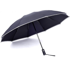 Umbrella With Silver Strip Anti- Wind Storm Umbrella with Waterproof