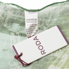 NWT RODA Floral Printed Lightweight Linen Pocket Square Yellow-Green