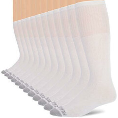 Fruit of the Loom Men's 12 Pair Pack Dual Defense Cushioned Socks, White, 6.5-12