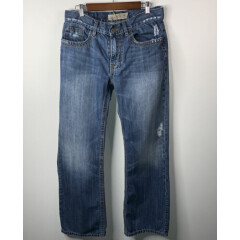 Manchester Ltd Jeans Mens Sz 31R Blue Distressed Fading Flap Pockets