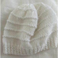 Newborn White Hand-Knitted Hat