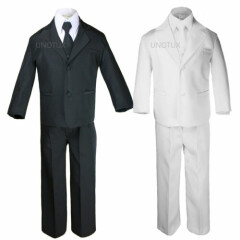 Baby Infant Toddler Kid Teen Boy Wedding Formal Black White Tuxedo Suits Sz S-20