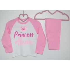 Personalised Princess Name Pjs Kids Pyjamas Childrens Girl Gifts Nightwear 