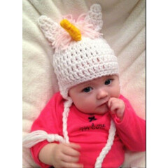 CROCHET UNICORN BABY HAT knit infant toddler child adult pink beanie photo prop