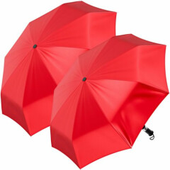 2-Pack Jones NY 3-Section Auto-Open Poppy Red Umbrella Set Rainy Day Protection