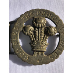 Belt Buckle Metal God Bless The Prince Of Wales Crown Feathers 1969
