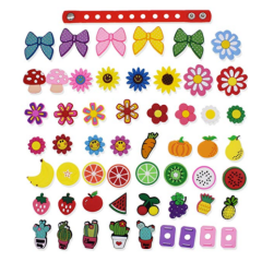 US Stock Mixed 51pcs Flowers&Fruits Shoe Charms PVC Adapt fit Sandal Party Gifts